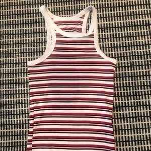 Red, Black, and White Striped Tank Top